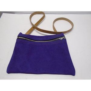 Purple Suede Purse Handmade Leather Crossbody Shoulder Bag 10" x 7.5"